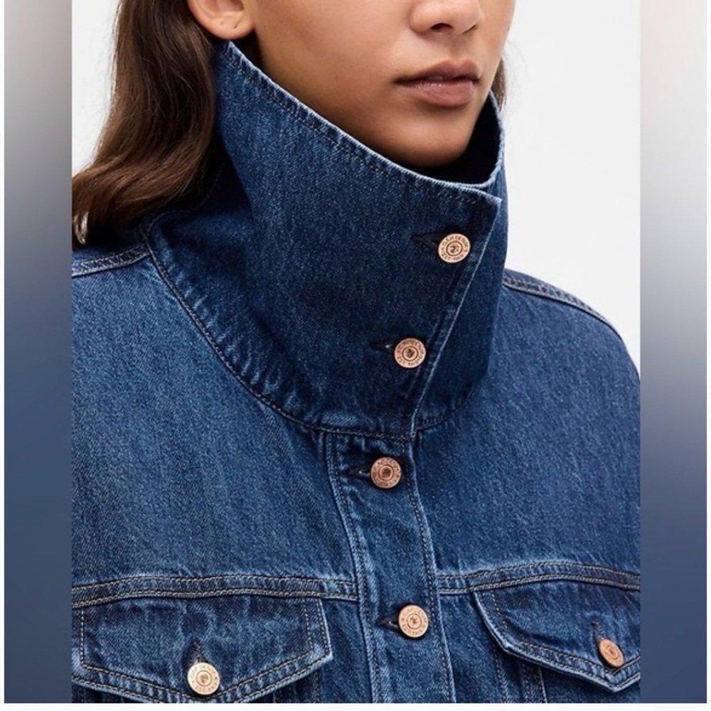 Denim Oversized Cocoon funnel neck jacket